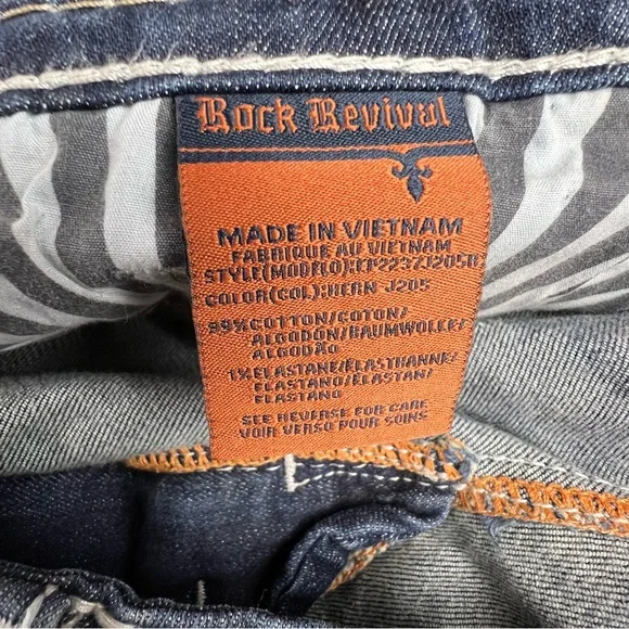 Rock Revival Jeans Mens 40x31 Blue Medium Wash Hern Straight Thick Stitch Cowboy